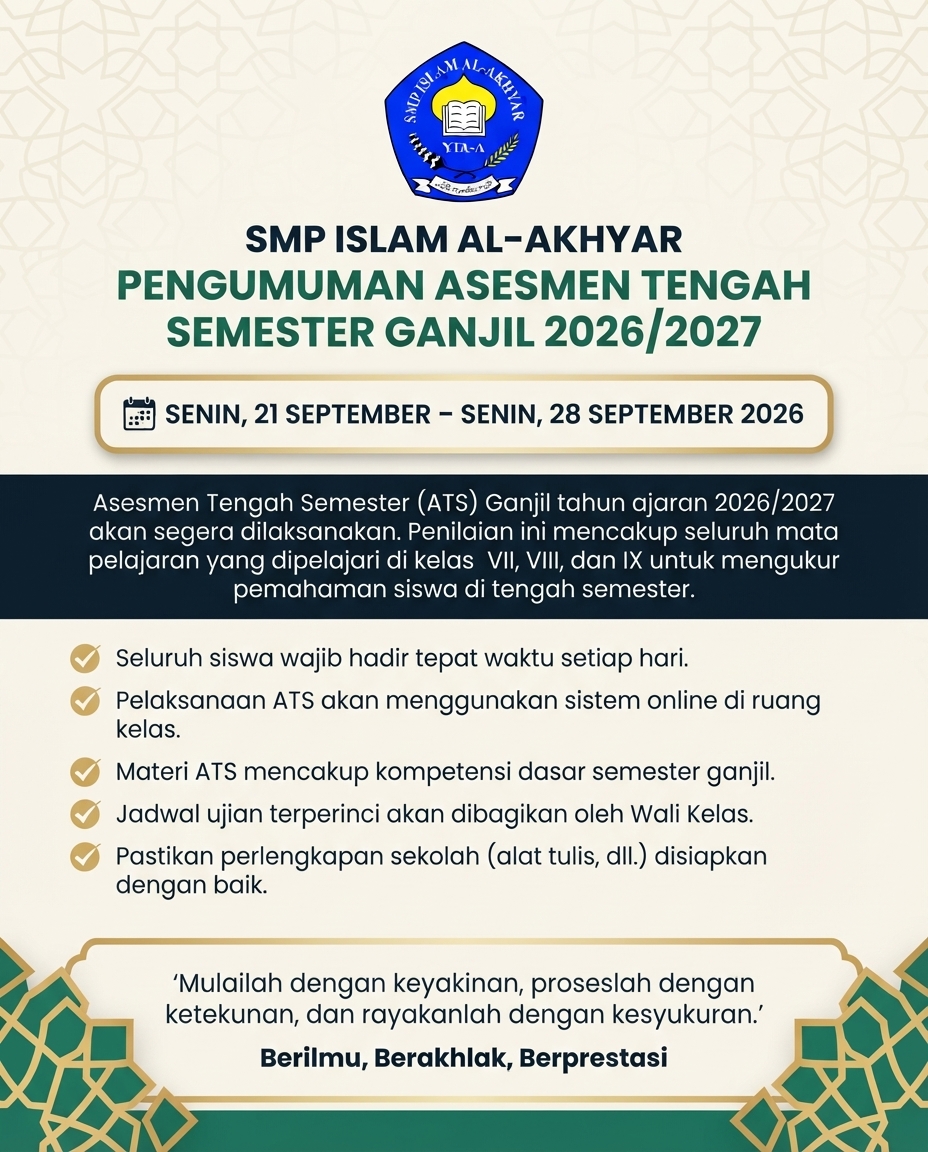 PENGUMUMAN ASESMEN TENGAH SEMESTER GANJIL 2026/2027